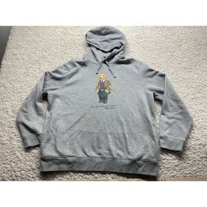 Polo Ralph Lauren Heritage Bear Heather Gray Hoodie Men's 2XL Great Condition